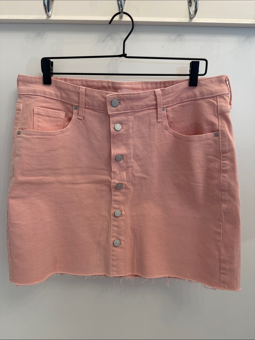 Old Navy Light Pink Button-Front Denim Mini Skirt